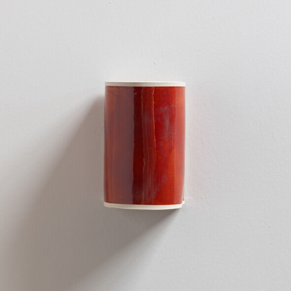 Burnt Orange Wall Sconce handcrafted ceramic wall light with rich orange glaze on white background