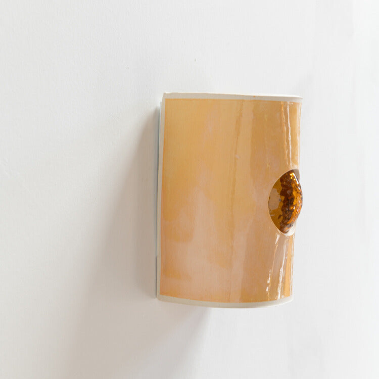 Coral Wall Sconce with Glass handcrafted ceramic wall light Australia showing glass emerging through coral glazed ceramic surface