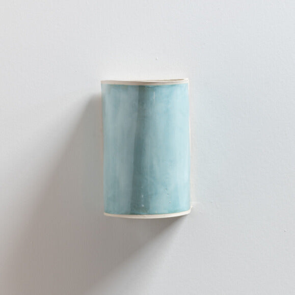 Lac Bleu Wall Sconce handcrafted ceramic wall light Australia with soft blue ceramic glaze on white background