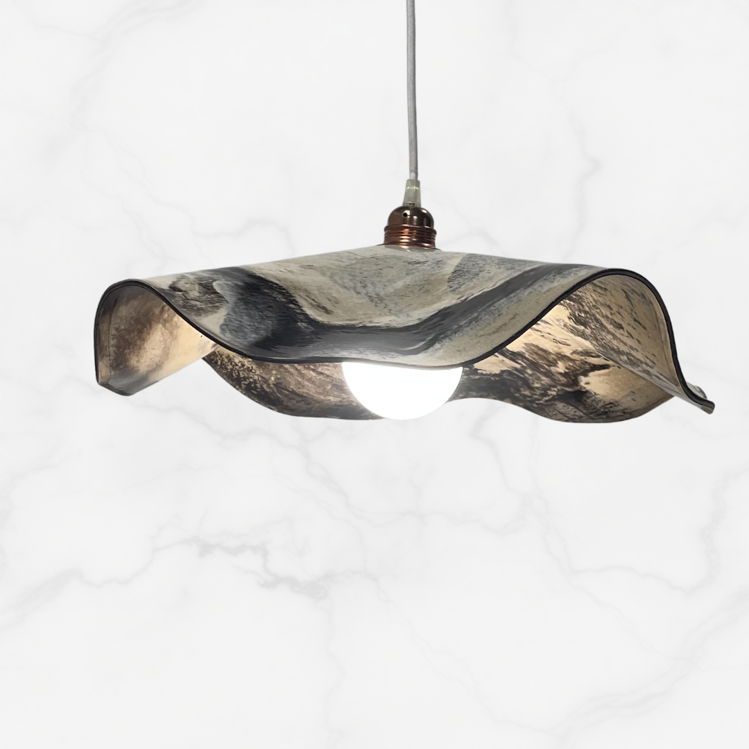 Marilyn Pendant handcrafted ceramic pendant light Australia in marbled clay finish with layered natural tones