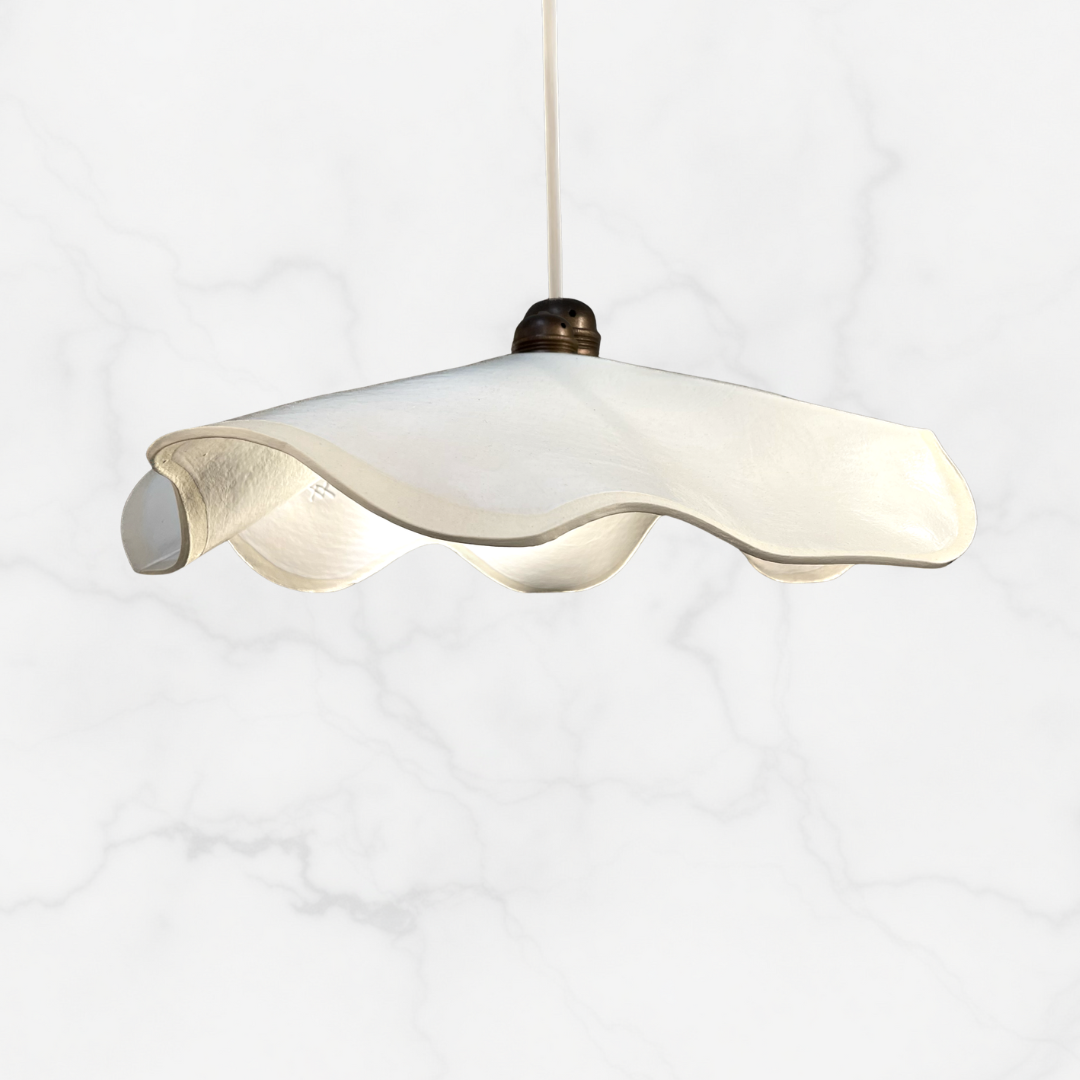 Marilyn Pendant handcrafted ceramic pendant light Australia in soft white gloss finish with organic flowing form