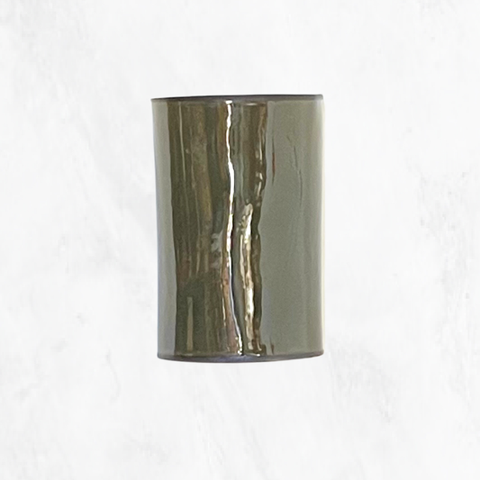 Olive glazed handmade ceramic wall light with a glossy, organic finish.